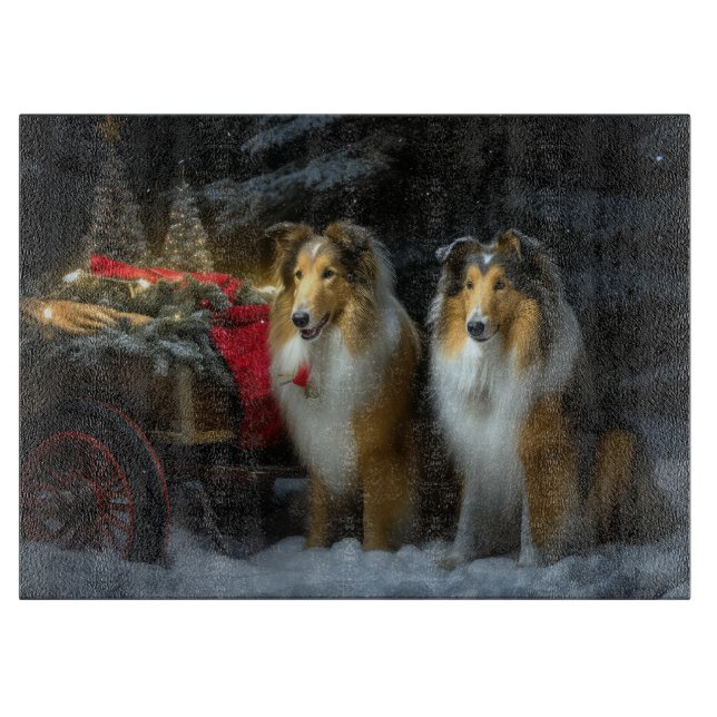 Grov Collie Snöig släde juldekoration (Framsidan)