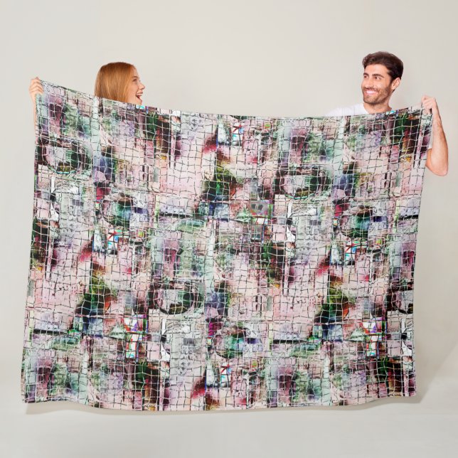 Grov färgad underlig teckning under abstrakt jute fleecefilt (På plats)