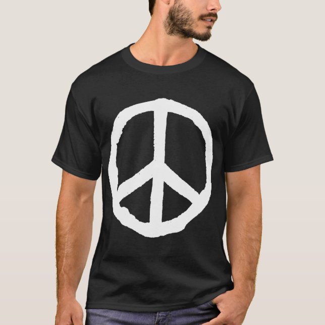 Grov fredssymbol - vit på Mörk Tee Shirt (Framsida)