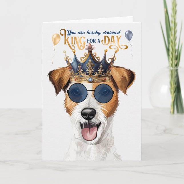 Grov Jack Russell Hund Kung för daglig födelsedag Kort (Framsida)