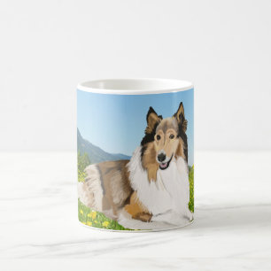 Grov kollie i en Buutercup Meadow Kaffemugg