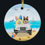 Grov kollig hund på Beach  Julgransprydnad Keramik<br><div class="desc">En grov kollie hund som kör fordon på stranden är en perfekt gåva till någon som kärlek i hund aveln.</div>