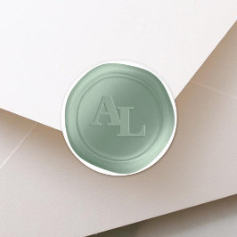 Grove Grönt Seal Monogram Wedding Stickers Runt Klistermärke