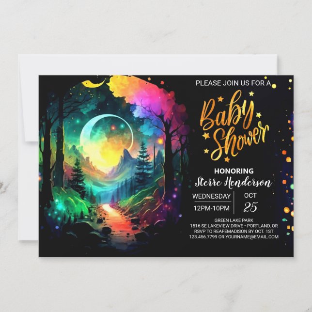 Grove Timberland in i Skogen Baby Shower Inbjudningar (Framsida)