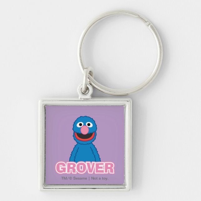 Grover Classic Stil Fyrkantig Silverfärgad Nyckelring (Framsidan)