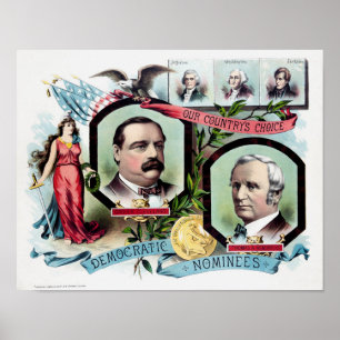 Grover Cleveland och Thomas Hendricks valutskott Poster