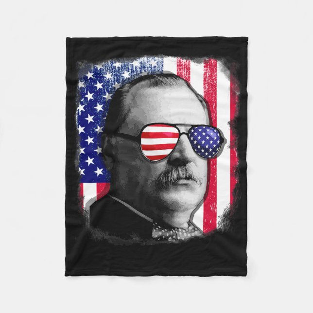 Grover Cleveland USA Flagga 4:e Juli  Fleecefilt (Framsidan)