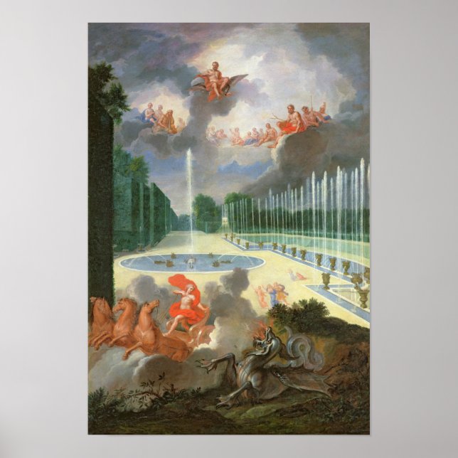 Groves of Versailles. Vy över Dragon Bassäng Poster (Framsidan)