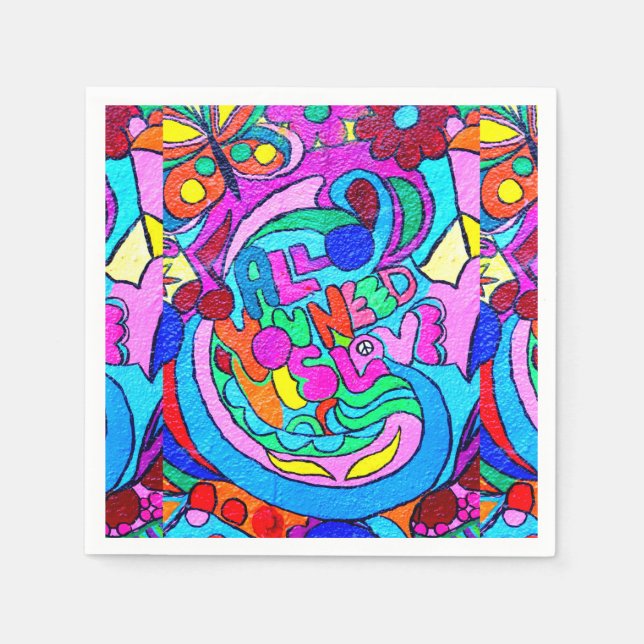 grovfärgad fred och kärlek pappersservett (Framsidan)