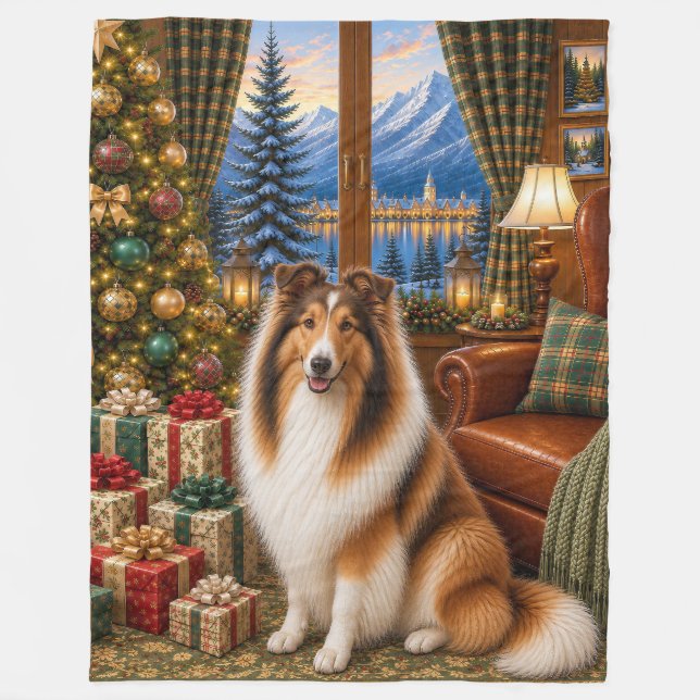 Grovhårig Collie Semester Fleecefilt (Framsidan)
