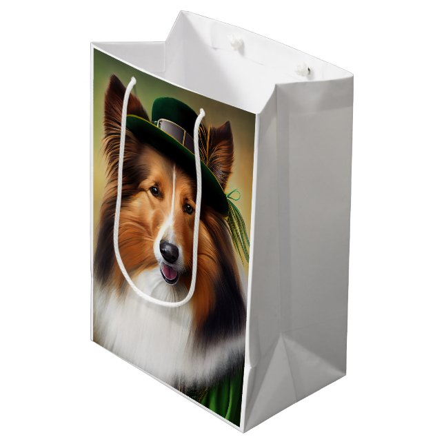 Grovkolliehund i St. Patricks dag-kostym (Framsidan Vinklad)