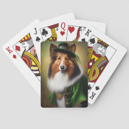 Grovkolliehund i St. Patricks dag-kostym Casinokort