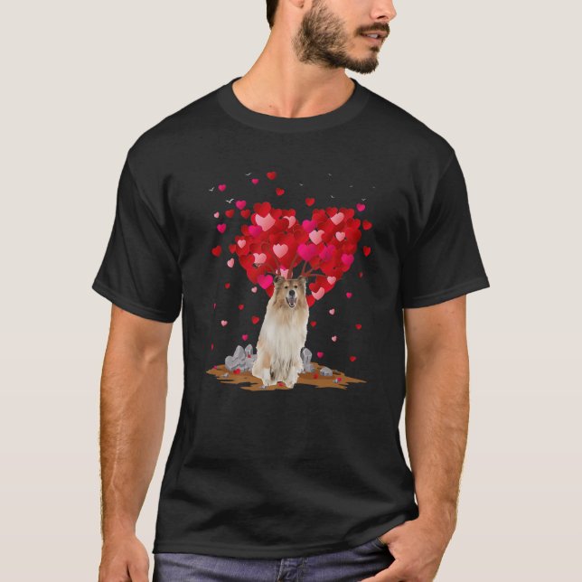 Grovt Collie Hund älskare Heart Shape Rough Collie T Shirt (Framsida)