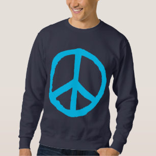 Grovt fredsymbol - himmelblått på mörk sweatshirt