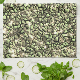 Grovt grönaktigt sepiamosaiskt lagrar och gnistor kökshandduk