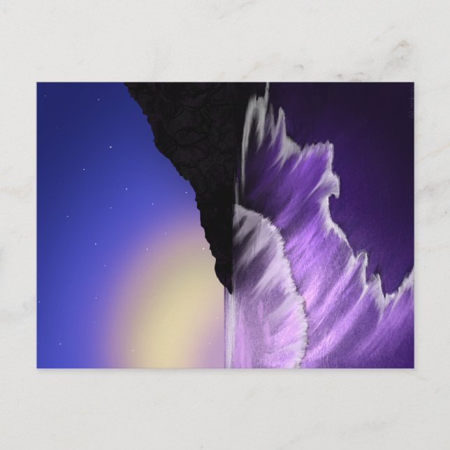 Grovt hav och stjärnor himlar vykort (Framsida)