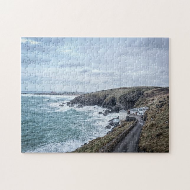 Grovt hav vid Newquay Cornwall Photographic Sea Pussel (Horisontell)