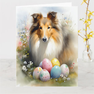 Grovt kollie-Hund med Påskägg Helgdag Kort