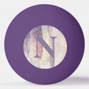 Grovt lila rosa glitter gnistra, inledande monogra pingisboll