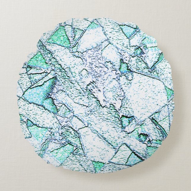 Grovt som sten, i en blandning av cyan och mynta rund kudde (Framsidan)