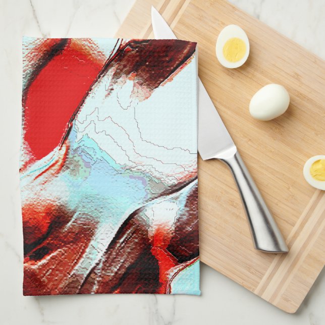 Grovt vitaktigt cyan och brunrött kökshandduk (Vikt i Fjärdedel)