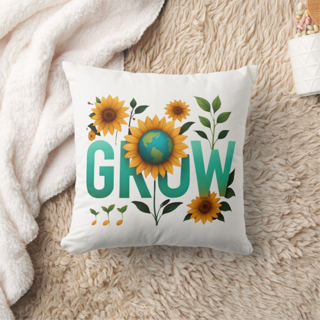 Grow Earth Sunflower Eco Design Kudde (Filt)