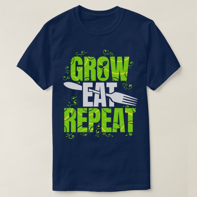 Grow Eat Repeat Vegetarian Vegan T Shirt (Design framsida)