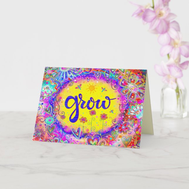 Grow Färg Whimsical Söt Blommigt Gult Kort (Orkide)