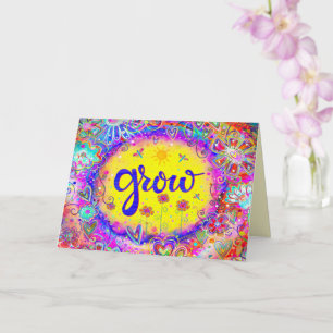 Grow Färg Whimsical Söt Blommigt Gult Kort