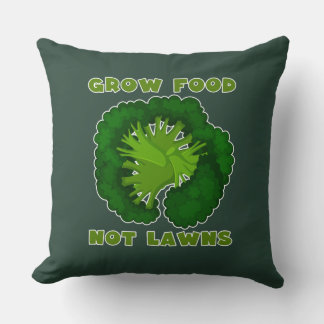 Grow Food Not Lawns Funny Gardening T-Shirt Kudde