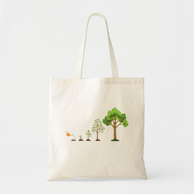 Grow Garden Tote Bag - Träd Growth Illustration Tygkasse (Framsidan)