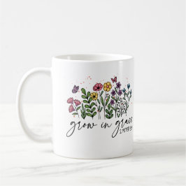 Grow in Grace - 2:a Peter 3:18 Blommigt Christian Kaffemugg