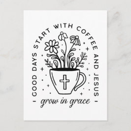 Grow in grace coffee Jesus Christian quotes Vykort