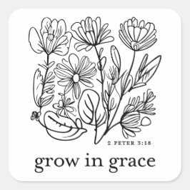 Grow in Grace Fyrkantigt Klistermärke