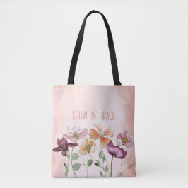 Grow in Grace Watercolor Floral Monogram Tygkasse