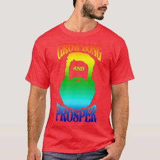 Grow Long Beard and Prosper Colorful Vintage Beard T Shirt