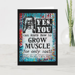 Grow Muscle - Funny Vintage annons Kort
