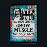 Grow Muscle - Funny Vintage annons Magnet<br><div class="desc">En vismisk faux-vintages segrande tidning och "Lär dig att växa muskeln".</div>