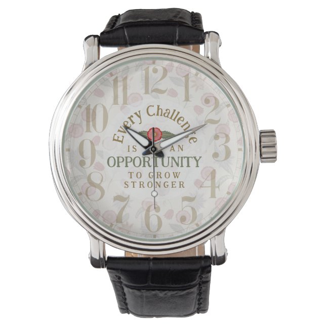 "Grow Stronger" Affirmation Armbandsur (Framsida)