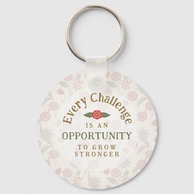 "Grow Stronger" Affirmation Keychain Nyckelring (Framsida)