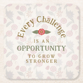"Grow Stronger" Affirmation Underlägg Papper Kvadrat