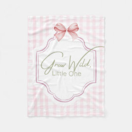 Grow Vild Little One | Rosa Gingham Bow Nursery Fleecefilt