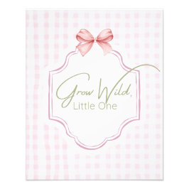 Grow Vild Little One | Rosa Gingham Bow Nursery Fototryck