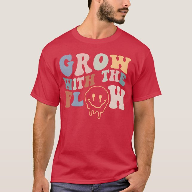 Grow Withhe Flow 70s Boho Peace Hippie Gift funny T Shirt (Framsida)