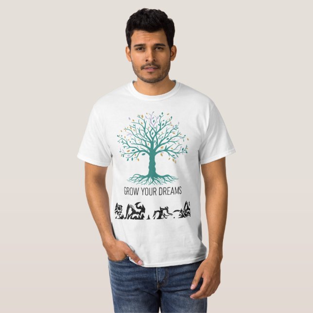 Grow Your Dreams Inspirational Motivational T-Shir T Shirt (Hel framsida)