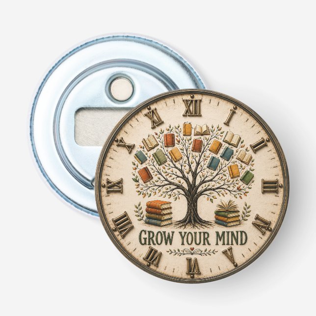 Grow Your Mind Book  Reading Teacher Gift Flasköppnare (Framsidan)