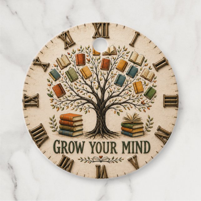 Grow Your Mind Book  Reading Teacher Gift Gåvor Etiketter (Framsida)