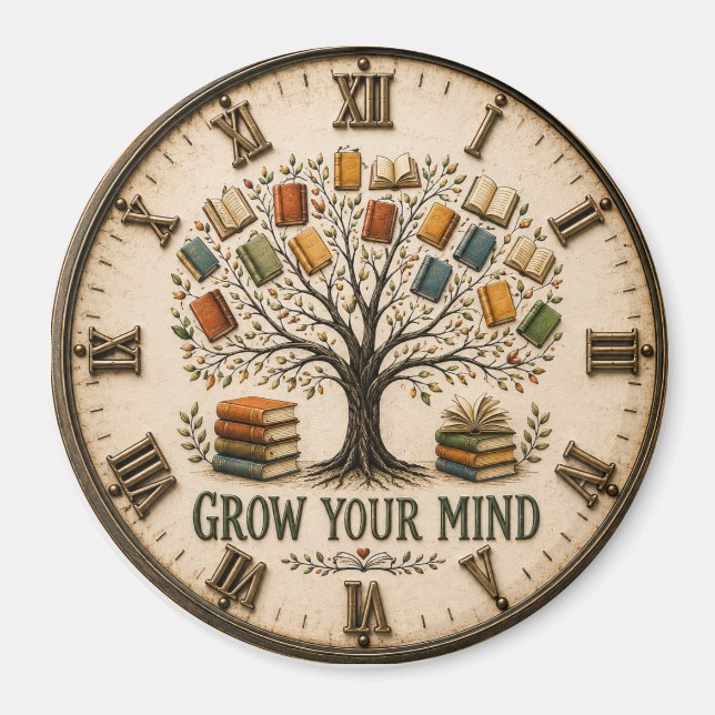 Grow Your Mind Book  Reading Teacher Gift Magnet (Framsidan)