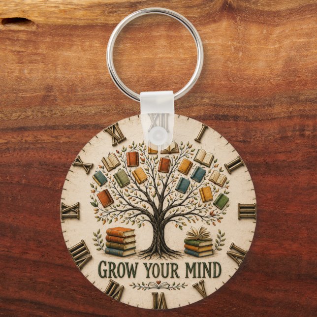 Grow Your Mind Book  Reading Teacher Gift Nyckelring (Framsida)