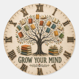 Grow Your Mind Book Reading Teacher Gift Runt Klistermärke
